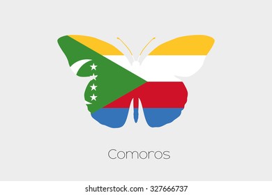 A Butterfly with the flag of Comoros