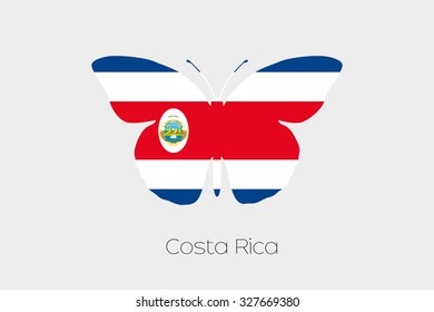 A Butterfly with the flag of Costa Rica