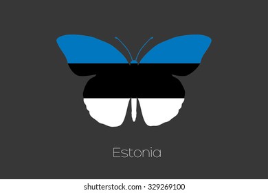 A Butterfly with the flag of Estonia