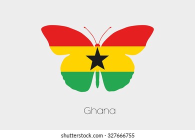 A Butterfly with the flag of Ghana