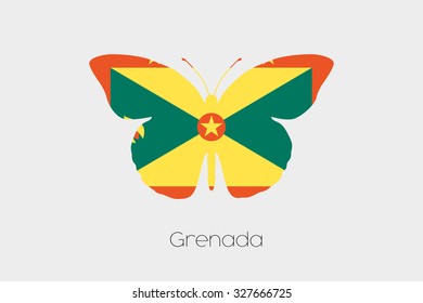A Butterfly with the flag of Grenada