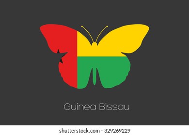 A Butterfly with the flag of Guinea Bissau