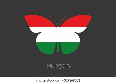 A Butterfly with the flag of Hungary
