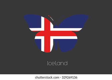 A Butterfly with the flag of Iceland