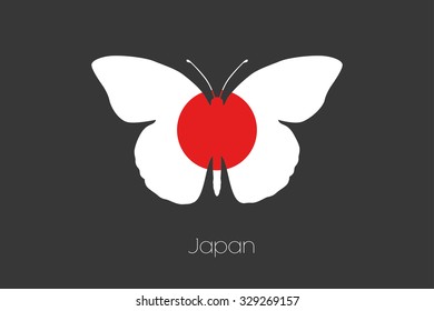 A Butterfly with the flag of Japan