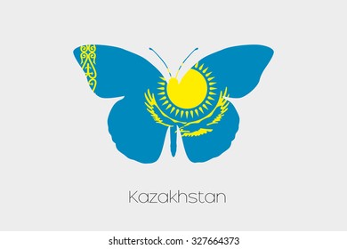 A Butterfly with the flag of Kazakhstan