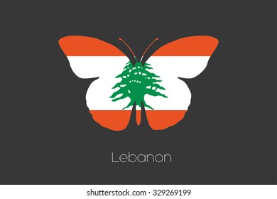 A Butterfly with the flag of Lebanon