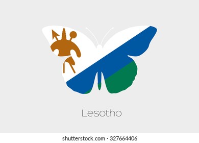 A Butterfly with the flag of Lesotho