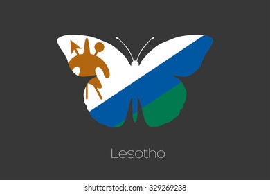 A Butterfly with the flag of Lesotho