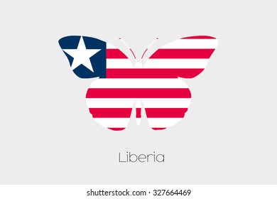 A Butterfly with the flag of Liberia
