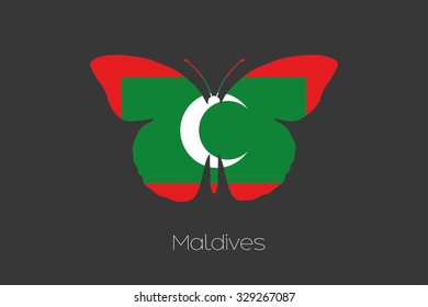 A Butterfly with the flag of Maldives