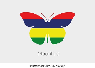 A Butterfly with the flag of Mauritius