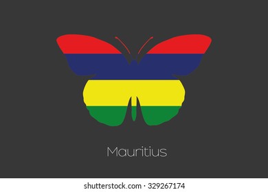 A Butterfly with the flag of Mauritius