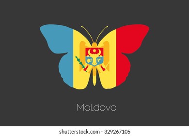 A Butterfly with the flag of Moldova