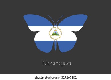 A Butterfly with the flag of Nicaragua