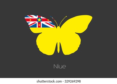 A Butterfly with the flag of Niue