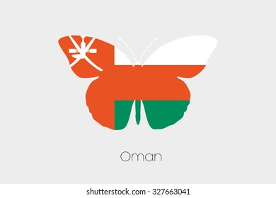 A Butterfly with the flag of Oman
