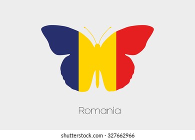 A Butterfly with the flag of Romania