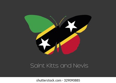 A Butterfly with the flag of Saint Kitts and Nevis