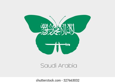 A Butterfly with the flag of Saudi Arabia