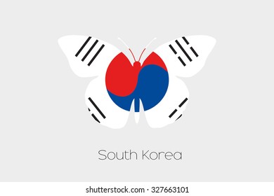 A Butterfly with the flag of South Korea