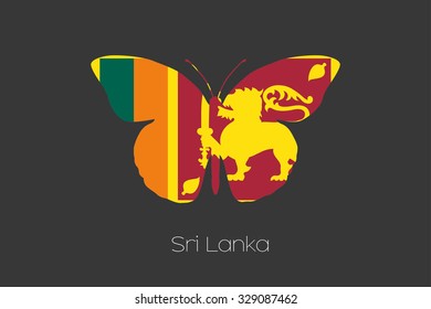 A Butterfly with the flag of Sri Lanka