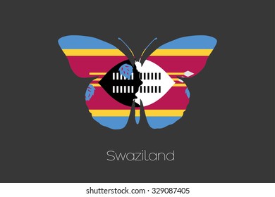 A Butterfly with the flag of Swaziland