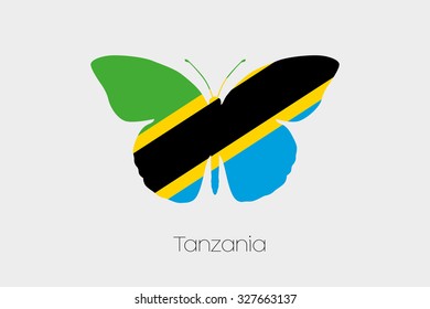 A Butterfly with the flag of Tanzania