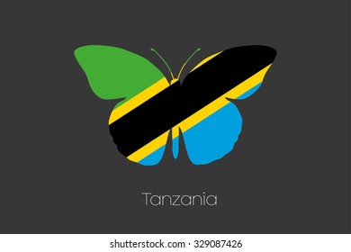 A Butterfly with the flag of Tanzania