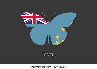 A Butterfly with the flag of Tavalu