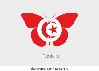 A Butterfly with the flag of Tunisia
