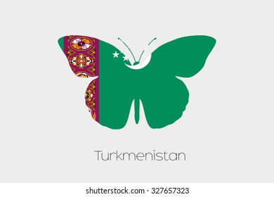 A Butterfly with the flag of Turkmenistan
