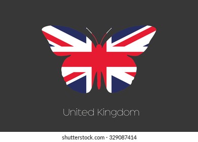 A Butterfly with the flag of United Kingdom