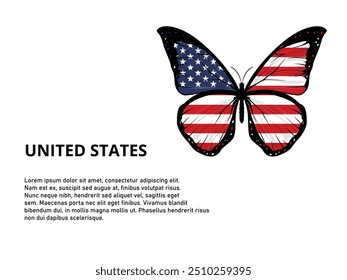 Butterfly Flag United States. America with butterfly. Vector illustrator . USA flag . United States Flag . Flag in butterfly.