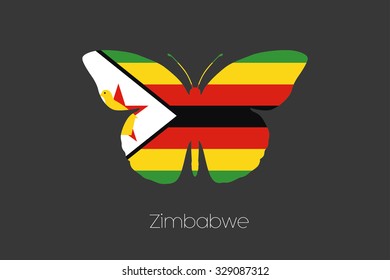 A Butterfly with the flag of Zimbabwe
