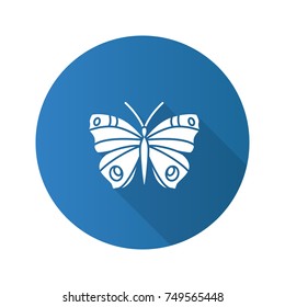 Butterfly flat design long shadow glyph icon. Insect. Moth. Vector silhouette illustration