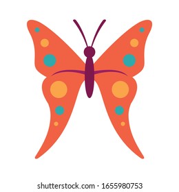 icono plano de mariposa. Mariposa rosa vectorial de estilo plano aislada sobre fondo blanco. Elemento para web, juegos y publicidad