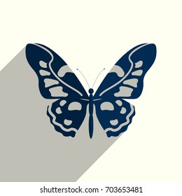 Butterfly flat icons with of shadow. Simple vector illustration