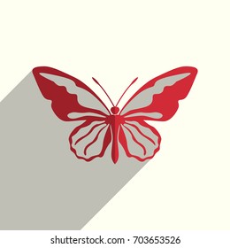 Butterfly flat icons with of shadow. Simple vector illustration