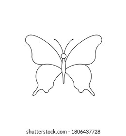 Butterfly flat line vector icon isolated on white background. Butterfly design insect, simple illustration