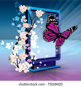 butterfly flies out of the billboard