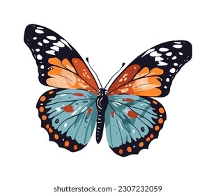 Butterfly flight beauty in nature icon isolated