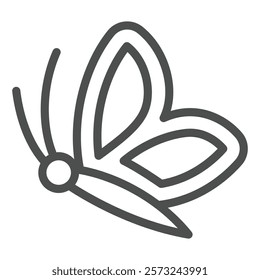 Butterfly flight line icon, wildlife nature concept. Vector graphics. Insect with wings sign on white background, outline style icon for mobile or web design