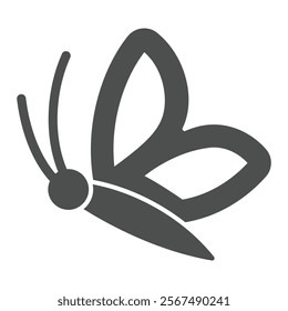 Butterfly flight solid icon, wildlife nature concept. Vector graphics. Insect with wings sign on white background, glyph style icon for mobile or web design