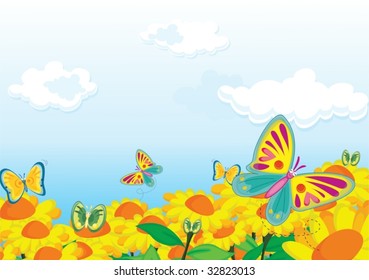 Butterfly flit from flower to flower