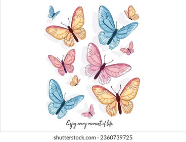 butterfly flock hand drawn design