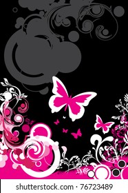 butterfly and floral background