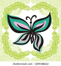 Butterfly and floral background. Vector illustration