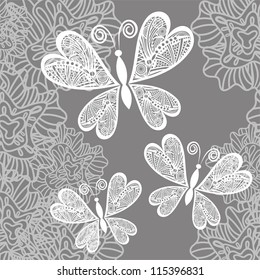 Butterfly floral pattern background vector illustration