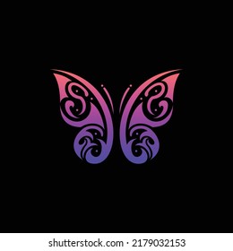 Diseño del logotipo de vectores florales de mariposa